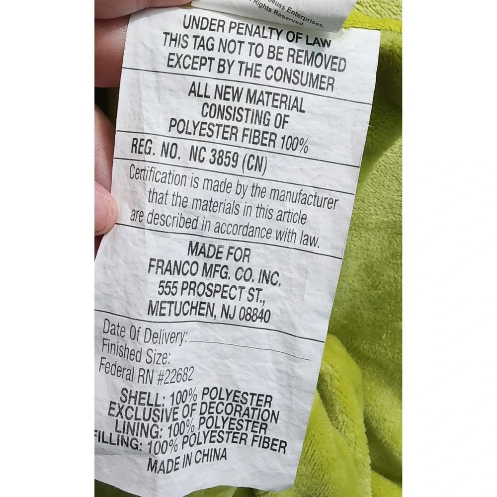 The‎ Grinch Hooded Blanket Wrap Dr. Seuss Kids Franco MFG Plush Throw